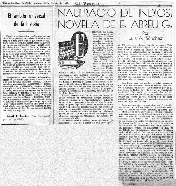 Naufragios de indios, novela de E. Abreu G.