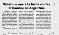 Sábato se une a la lucha contra el hambre en Argentina.