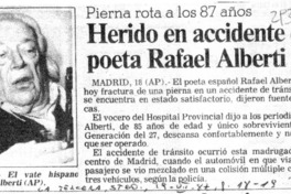 Herido en accidente el poeta Rafael Alberti.