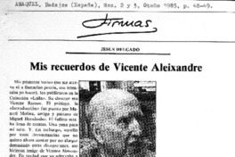Mis recuerdos de Vicente Aleixandre