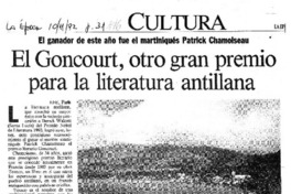 El Goncourt, otro gran premio para la literatura antillana.