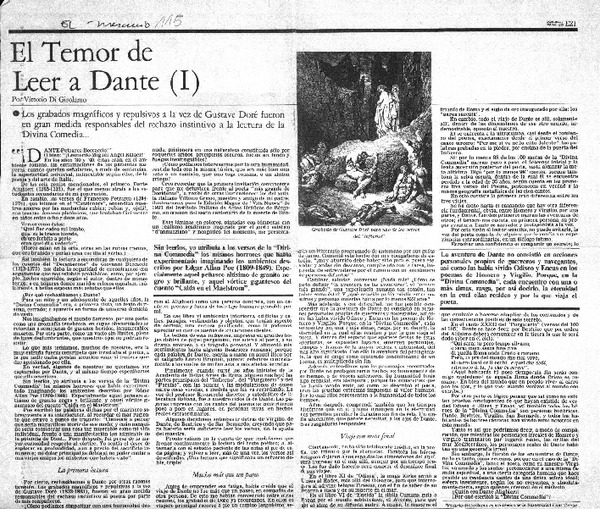 El temor de leer a Dante (I)