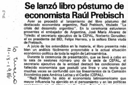 Se lanzó libro póstumo de economista Raúl Prebisch.