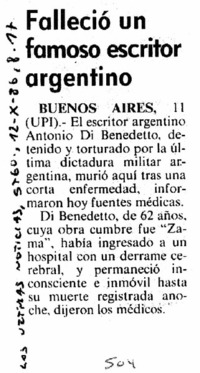 Falleció un famoso escritor argentino.