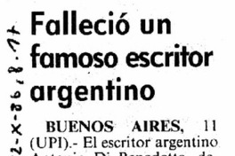 Falleció un famoso escritor argentino.