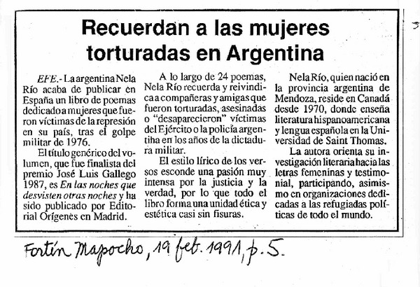Recuerdan a las mujeres torturadas en Argentina.