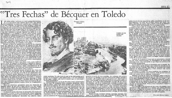Tres fechas" de Bécquer en Toledo