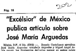 Excélsior" de México publica artículo sobre José María Arguedas.