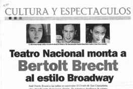 Tetro Nacional monta a Bertolt Brecht al estilo Broadway