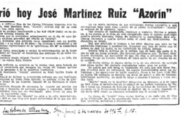 Murió hoy José Martínez Ruiz "Azorín".