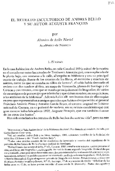 El retrato escultórico de Andrés Bello y su autor Auguste François