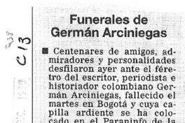 Funerales de Gernmán Arciniegas.