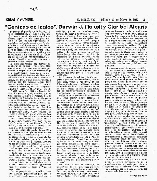 "Cenizas de Izalco": Darwin J. Flakoll y Claribel Alegría