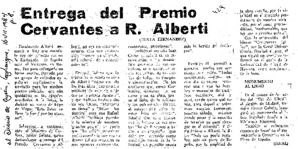 Entrega del Premio Cervantes a R. Alberti