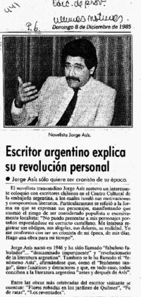 Escritor argentino explica su revolución personal $h[artículo]