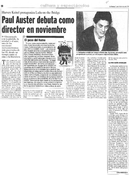 Paul Auster debuta como director en noviembre