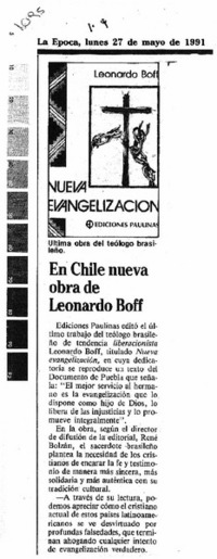 En Chile nueva obra de Leonardo Boff.