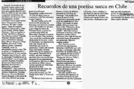Recuerdos de una poetisa sueca en Chile
