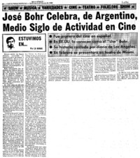 José Bohr celebra, de argentino, medio siglo de actividad en cine