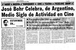 José Bohr celebra, de argentino, medio siglo de actividad en cine