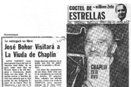 José Bohor visitará a la viuda de Chaplín