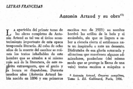 Antonin Artaud y su obra
