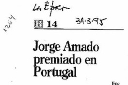Jorge Amado premiado en Portugal.