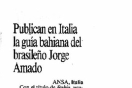 Publican en ITalia la guía bahiana del brasileño Jorge Amado.