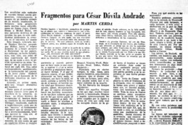 Fragmentos para César Dávila Andrade
