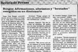 Borges: afirmaciones, aforismos y "boutades" recogidos en un diccionario.