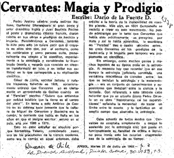 Cervantes, magia y prodigio