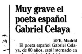 Muy grave el poeta español Gabriel Celaya.