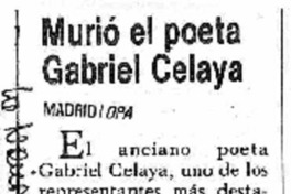 Murió el poeta Gabriel Celaya.