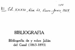 Bibliografía de y sobre Julián del Casal (1863-1893)