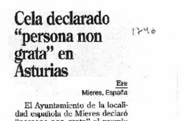 Cela declarado "persona non granta" en Asturias.
