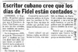 Escritos cubano cree que los días de Fidel están contados