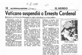 Vaticano suspendió a Ernesto Cardenal.