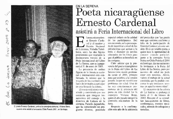 Poeta nicaraguense Ernesto Cardenal.