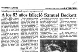 A los 83 años falleció Samuel Beckett.