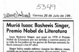 Isaac Bashevis Singer, Premio Nobel de Literatura.
