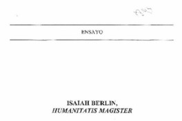 Isaiah Berlin, Humanitatis Magister