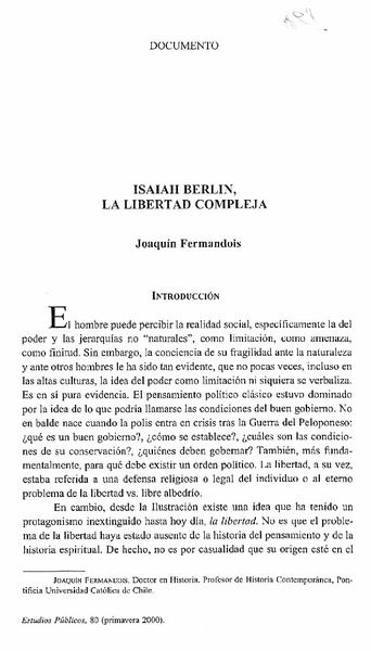 Isaiah Berlin, la libertad compleja