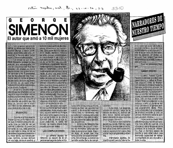Georges Simenon el autor que amó a 10 mil mujeres.
