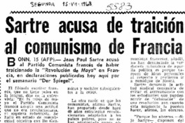 Sartre acusa de traición al comunismo de Francia.