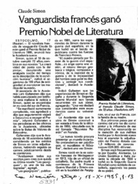Vanguardista francés ganó Premio Nobel de Literatura.