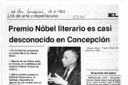 Premio Nóbel literario es casi desconocido en Concepción.