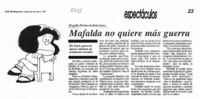 Mafalda no quiere más guerra.