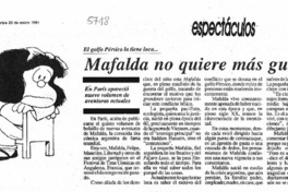 Mafalda no quiere más guerra.
