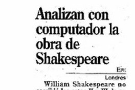Analizan con computador la obra de Shakespeare.