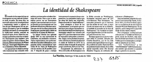 La identidad de Shakespeare